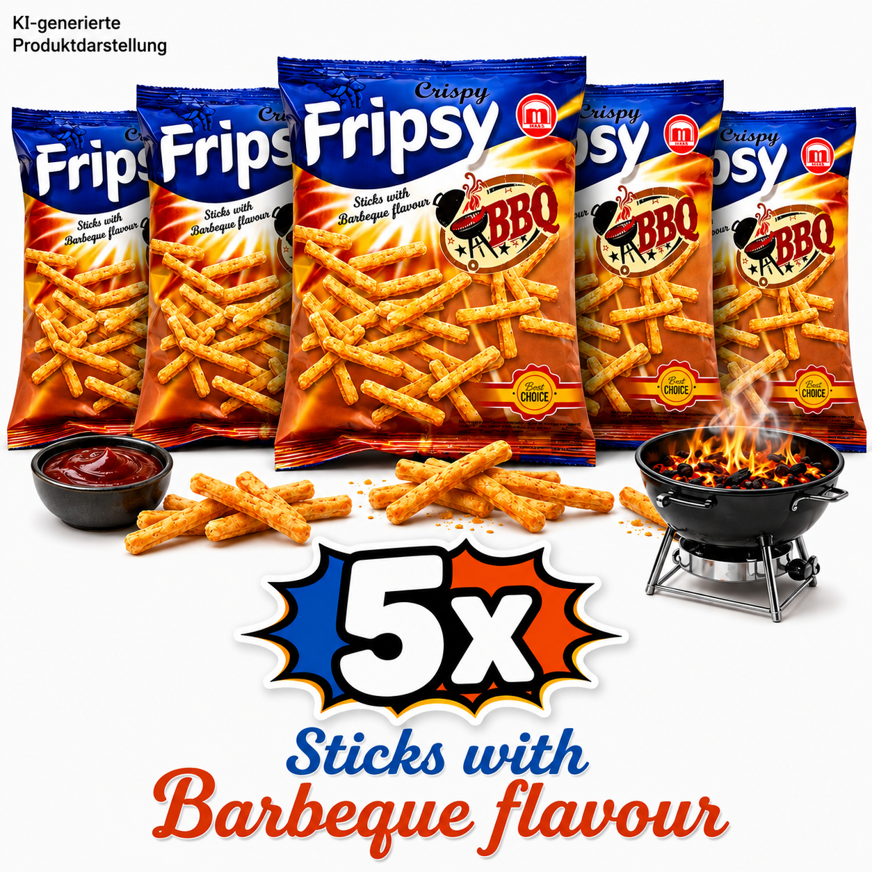 5x Fripsy - BBQ Sticks 50g (halal)(Mazedonien)