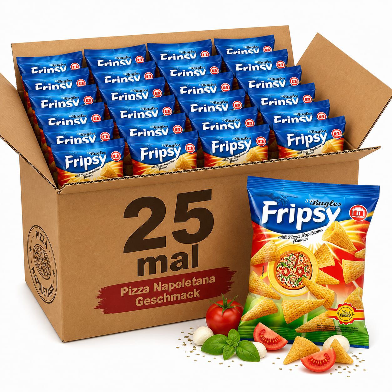 Fripsy - 25x Pizza Napoli Bugles 50g (halal)(Mazedonien)