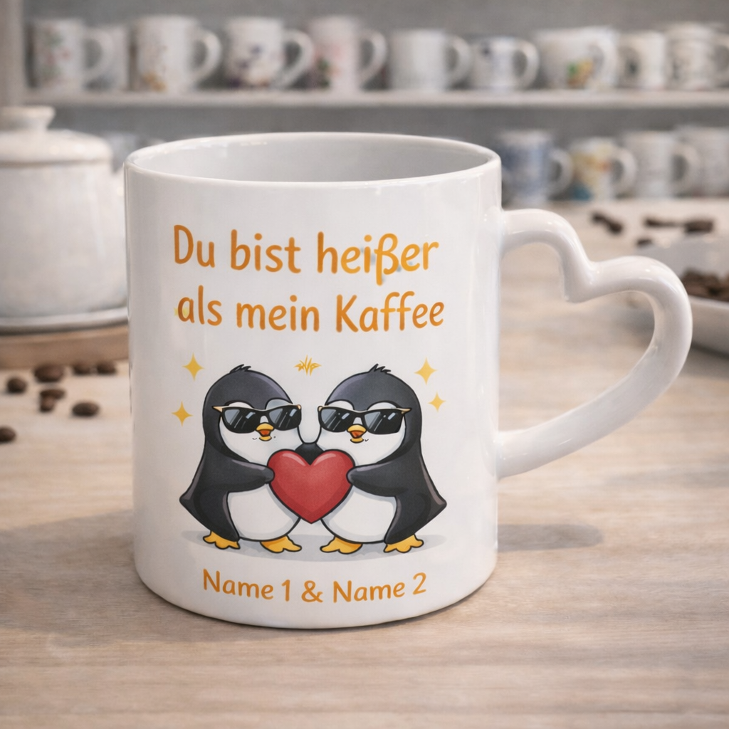 Valentinstags-Herzhenkeltasse mit Motiv