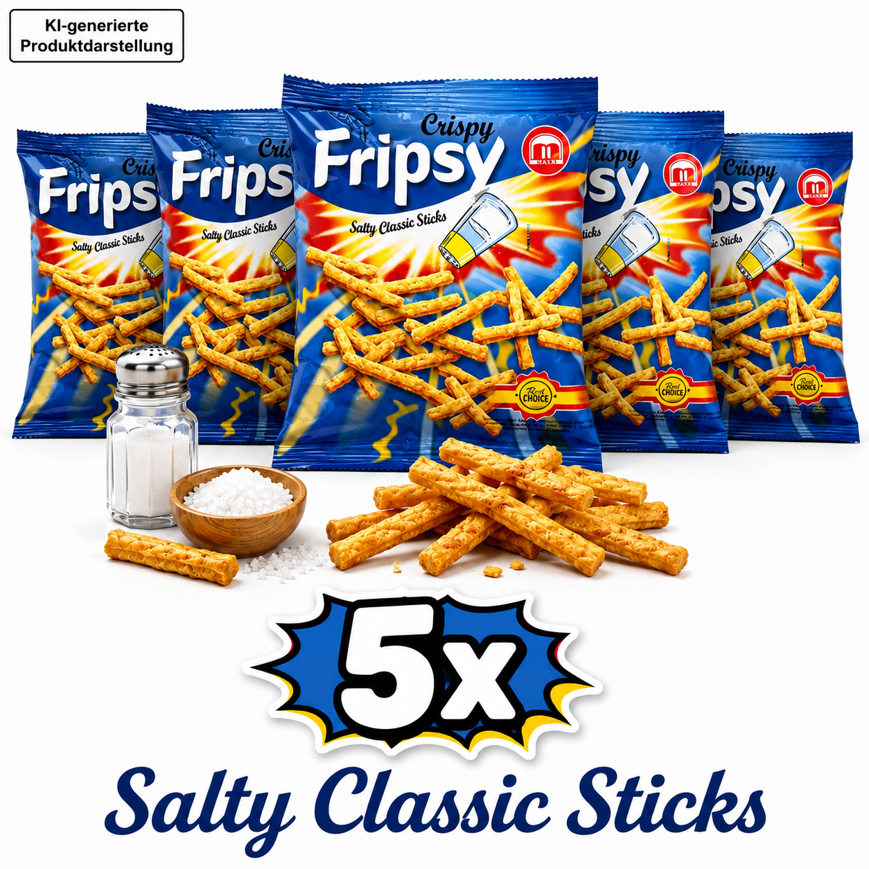5x Fripsy - Salty Classic Sticks 50g (halal)(Mazedonien)