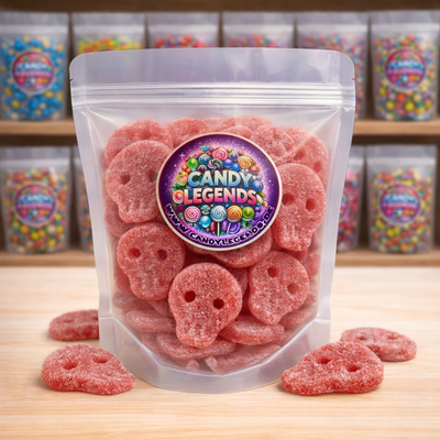 NEU! Saure Totenköpfe Erdbeere 300g Einzelsorte (halal & vegan)