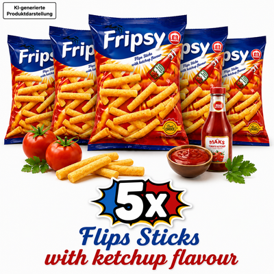 5x Fripsy - Flips Sticks Ketchup 40g (halal)(Mazedonien)